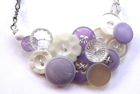 Use buttons, beads and paper to make a vintage necklace