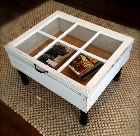 Repurposed salvage into coffee table