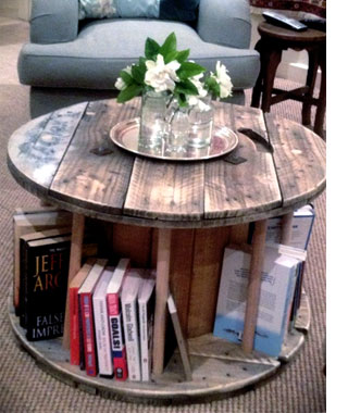 cable drum or spool coffee table