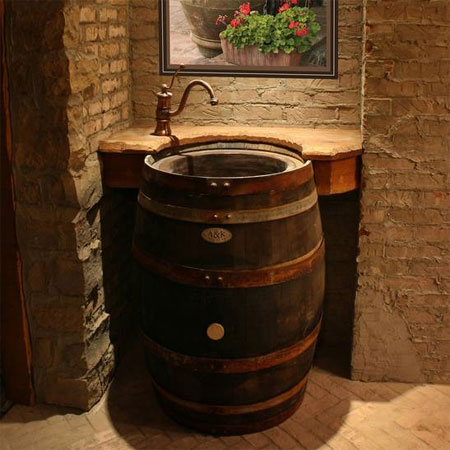 wine barrel bathroom vanity