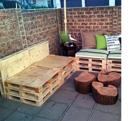Pallets into patio furniture