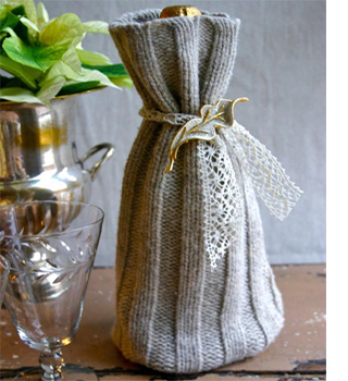 upcycle sweater jersey pullover wine bottle holder