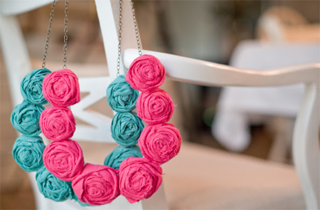 fabric rose necklace
