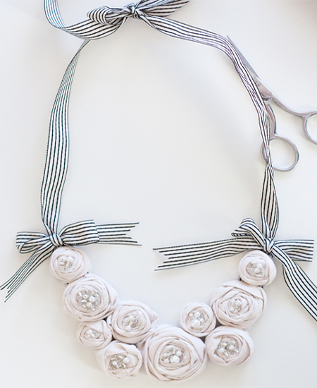 Fabric rose necklace