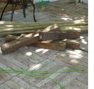 outdoor garden weathered long rectangular farmhouse table