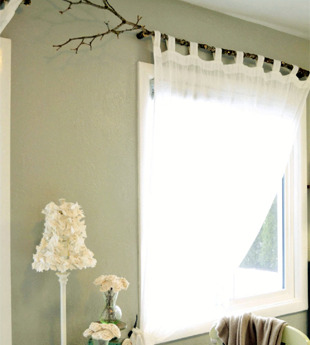 Turn a branch into a curtain rod