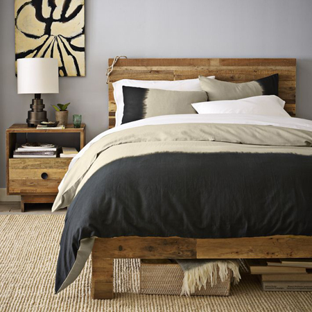 reclaimed timber pine bed or new par pine made to look like reclaimed timber