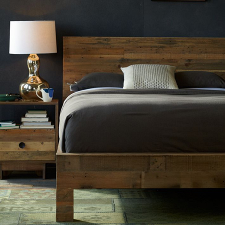 reclaimed timber pine bed or new par pine made to look like reclaimed timber