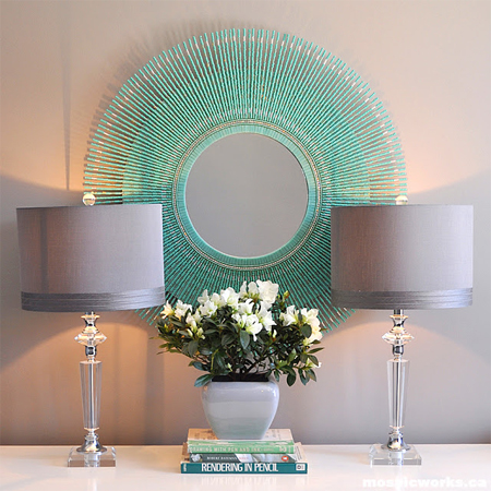 Sunburst mirror with beads 