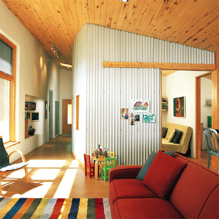 Corrugated sheet metal in living spaces