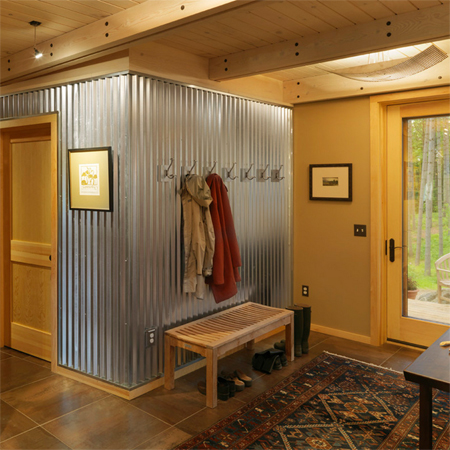 Corrugated sheet metal for indoors