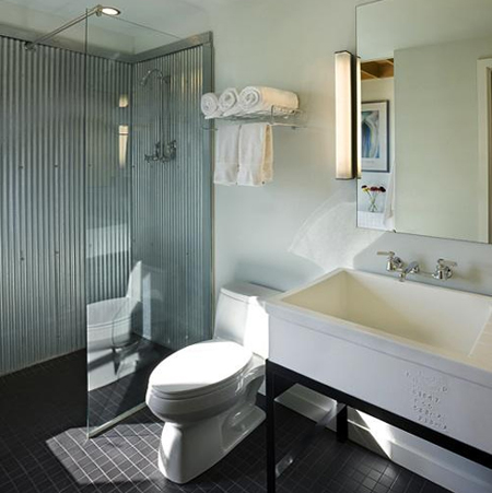 Corrugated sheet metal in bathrooms 