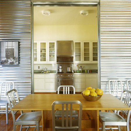 Corrugated sheet metal in kitchens 