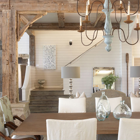 Decorate a home in modern rustic style lounge living space raw beam ceiling