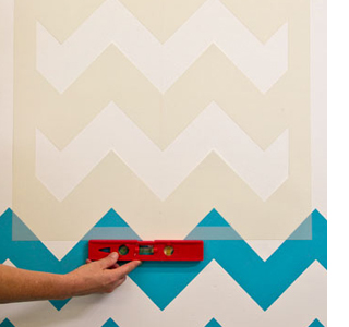 ombre wall stencil chevron pattern