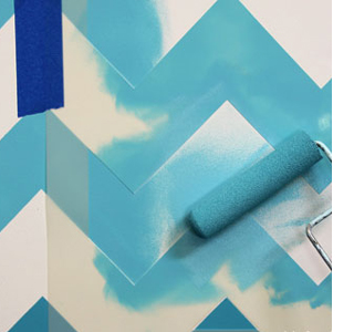 ombre wall stencil chevron pattern