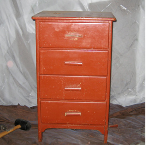 Dandelion stencil design painted chest of drawers