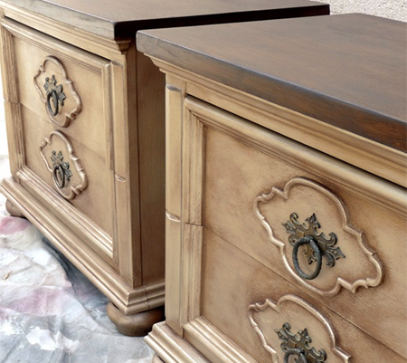 rust oleum universal spray paint pure gold matching bedside tables cabinets