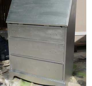 rust-oleum silver metallic bright coat spray paint secretary desk