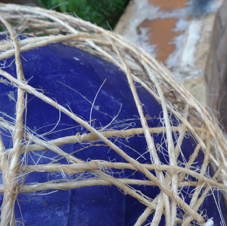 Extra large string lampshade using pilates ball or large balloon deflated ball