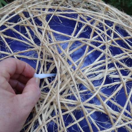 Extra large string lampshade using pilates ball or large balloon deflating ball