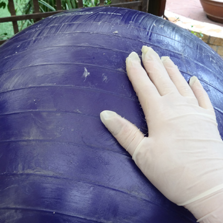 Extra large string lampshade using pilates ball or large balloon rubbing ball with vaseline