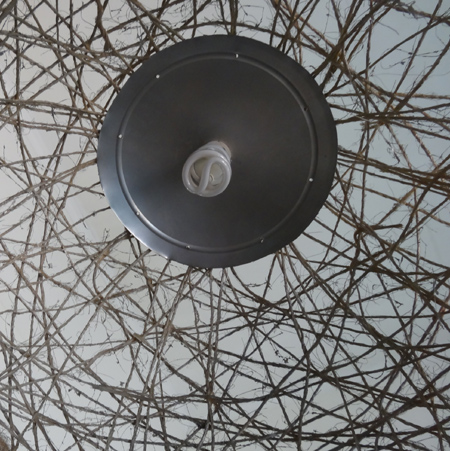 Extra large string lampshade using pilates ball or large balloon light mounting plate for lampholder