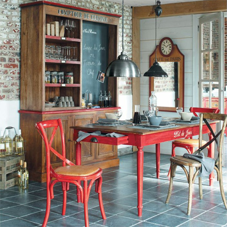 Decorate a home in modern rustic style dining room raw beam ceiling