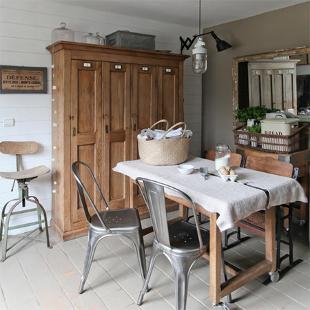 Decorate a home in modern rustic style dining room reclaimed wood furniture industrial accents accessories