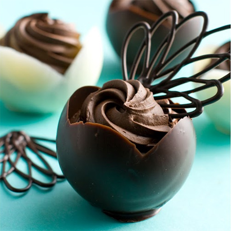 chocolate cups with chocolate mousse