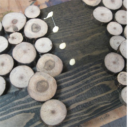 Coat rack with wood slices