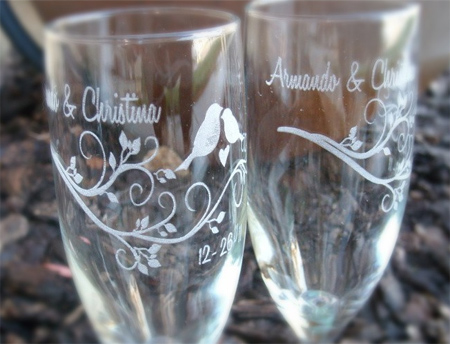 etch glass for wedding gift