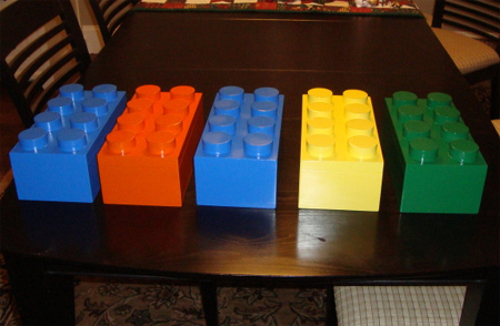 Child's Lego design storage boxes