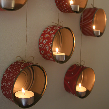 Recycled tins for amazing candle holder 