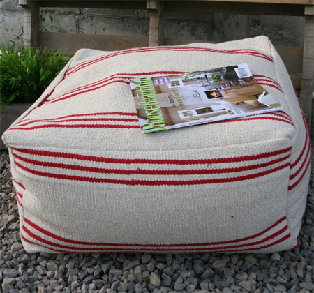 make a rug or dhurrie pouf 