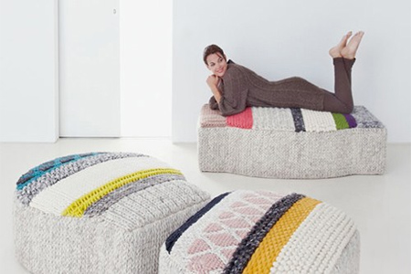 Hand made rugs and poufs