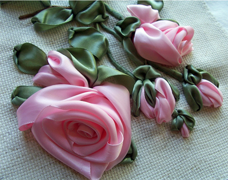 roses of silk ribbon