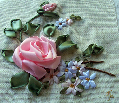 embroidered roses