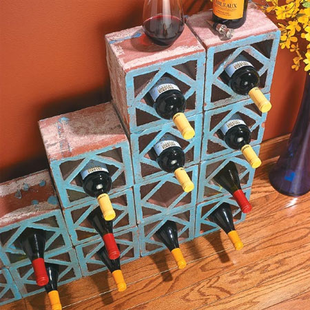concrete breeze blocks wine rack