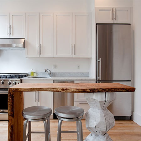 countertop breakfast bar made from timber wood
