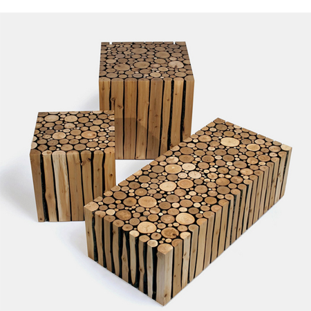 One-of-a-kind coffee tables from reclaimed timber birch logs