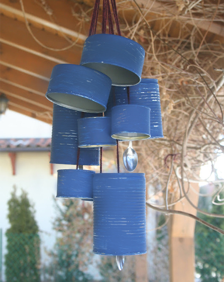 Windchime made from recycled tins