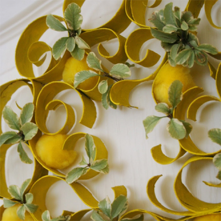 wreath from recycled cardboard tubes