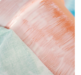 Fabric covered plant pots add a splash of colour 