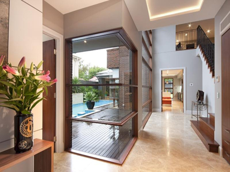 large glass windows entrance