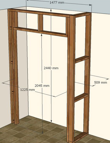 Build a built-in cupboard, closet or wardrobe with timber and dry wall 