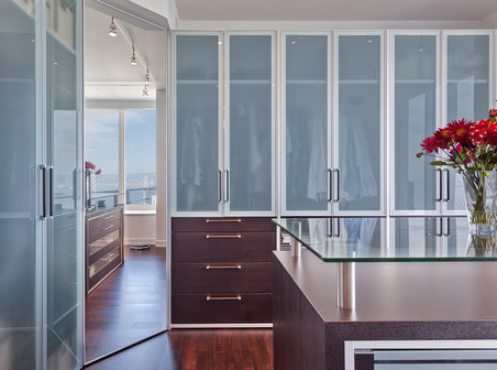 transparent glass doors closet