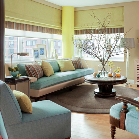 Decorate with turquoise and yellow 