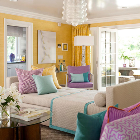 Decorate with turquoise and yellow 