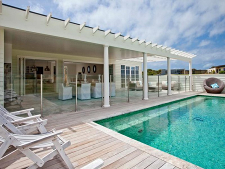 wood deck patio pool